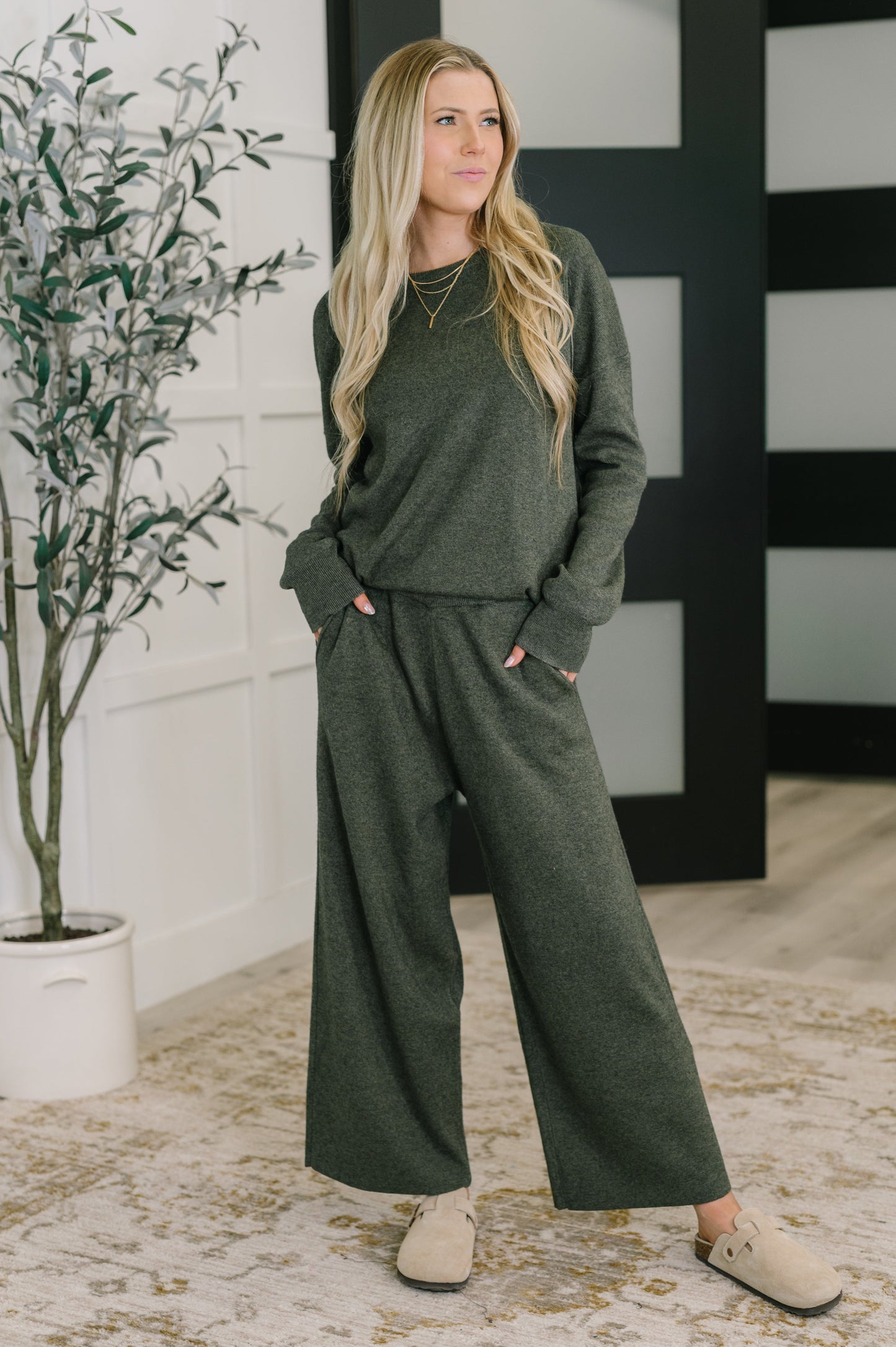 Clove Sweater in Moss at Curbside Boutique