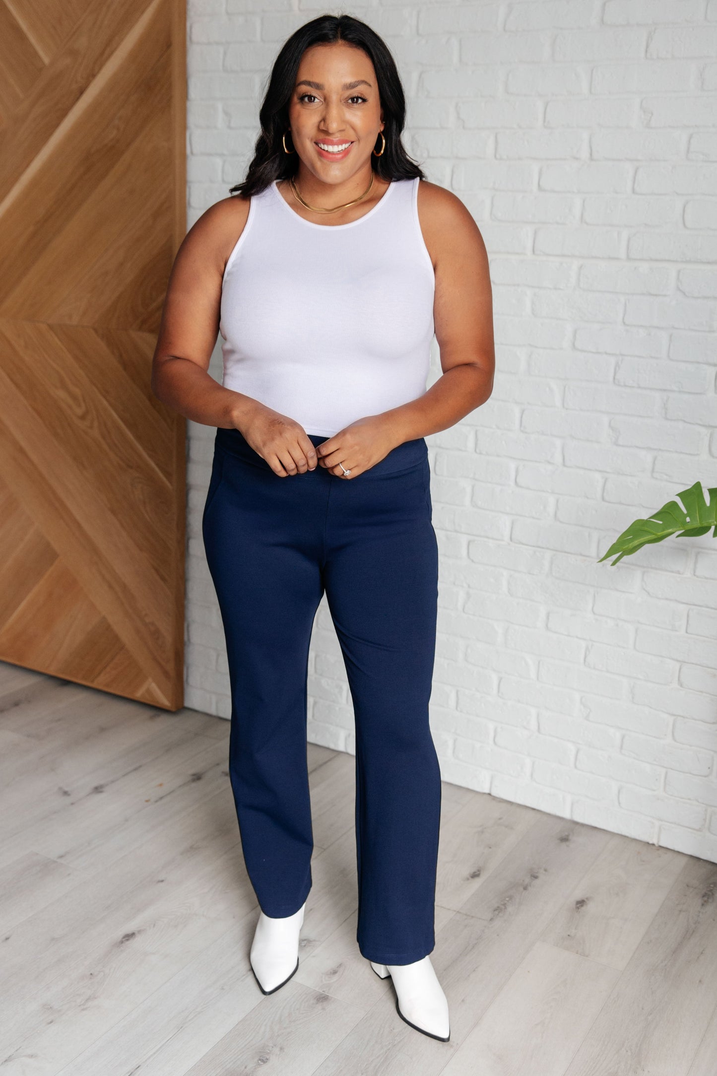 Magic Straight Pants in Navy at Curbside Boutique