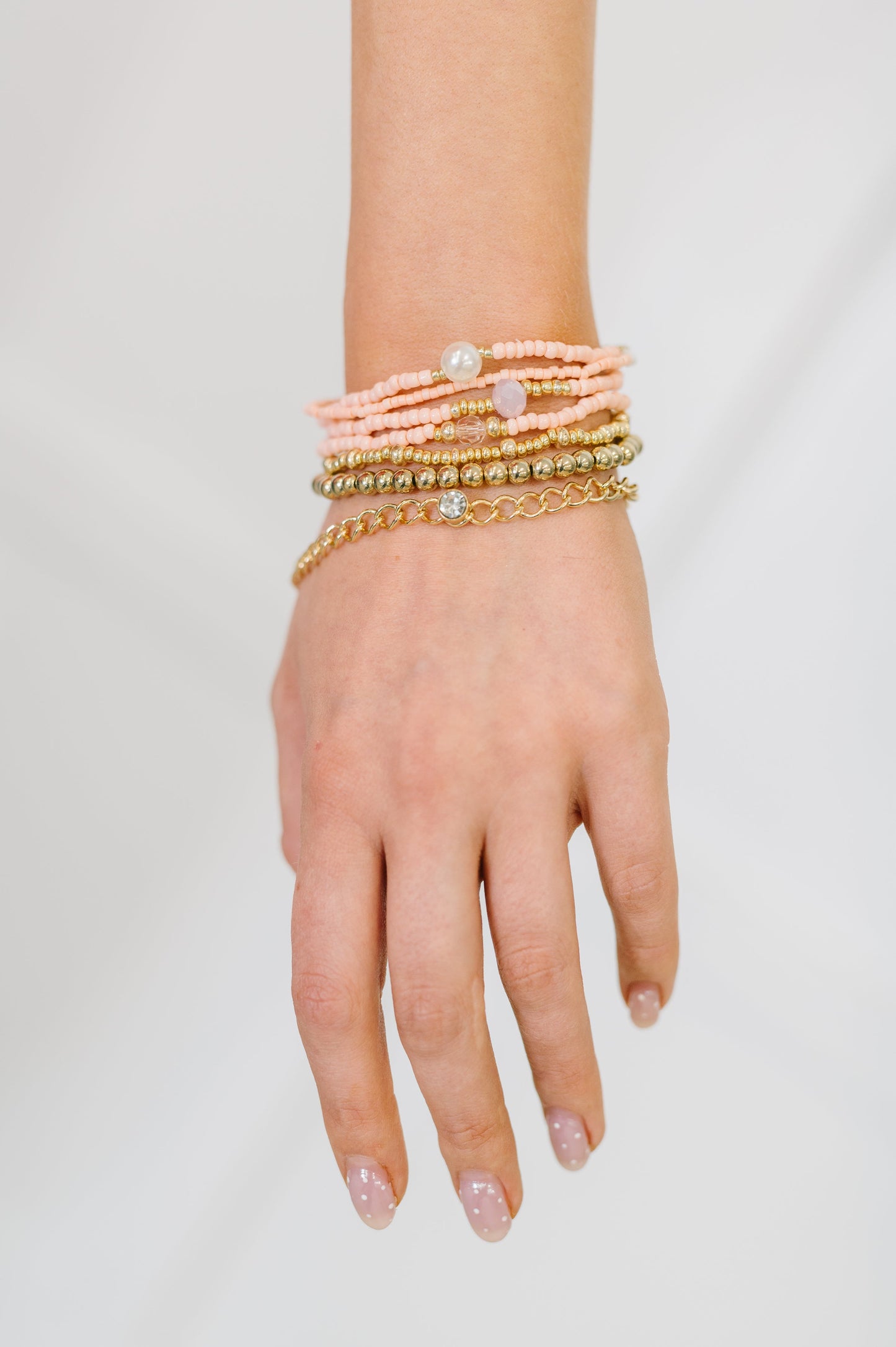 Rose & Radiance Bracelet Set in Pink and Gold at Curbside Boutique