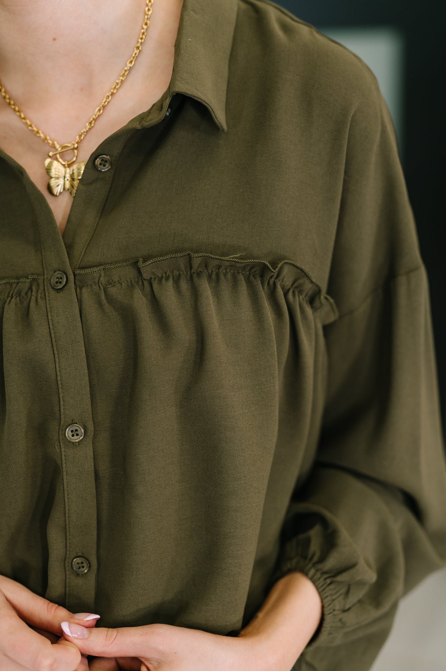 She's Got A Way Button Down Blouse at Curbside Boutique