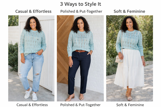 Hole In One Sheer Pointelle Knit Sweater Styled