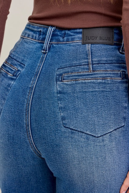 Karla High Waist Column Straight Button-Fly Jeans at Curbside Boutique