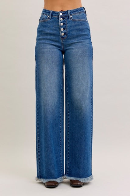 Karla High Waist Column Straight Button-Fly Jeans at Curbside Boutique