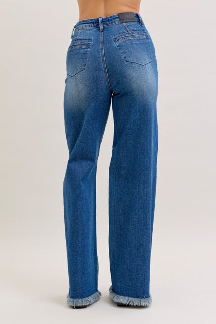 Karla High Waist Column Straight Button-Fly Jeans at Curbside Boutique