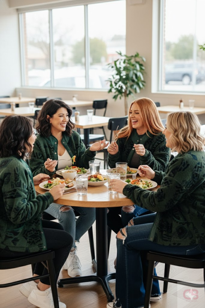 A Lunch With Friends in The High Perspective Geometric Fleece Jacket at Curbside Boutique