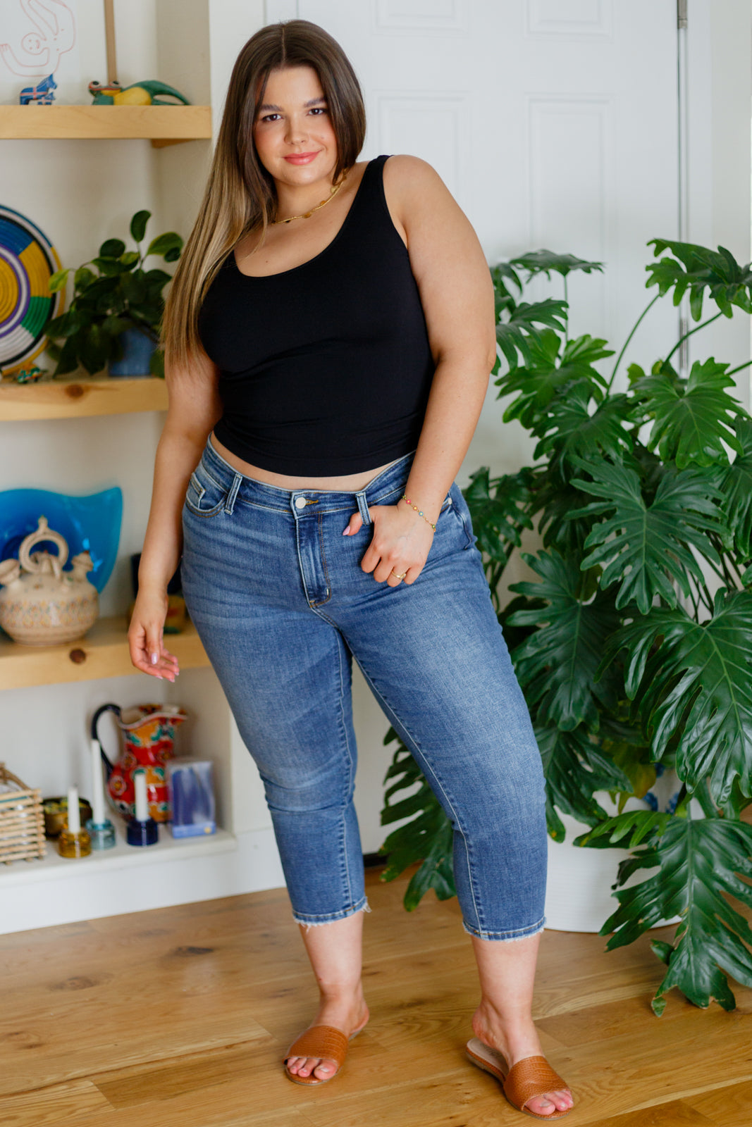 Carefree Seamless Reversible Tank in Black at Curbside Boutique