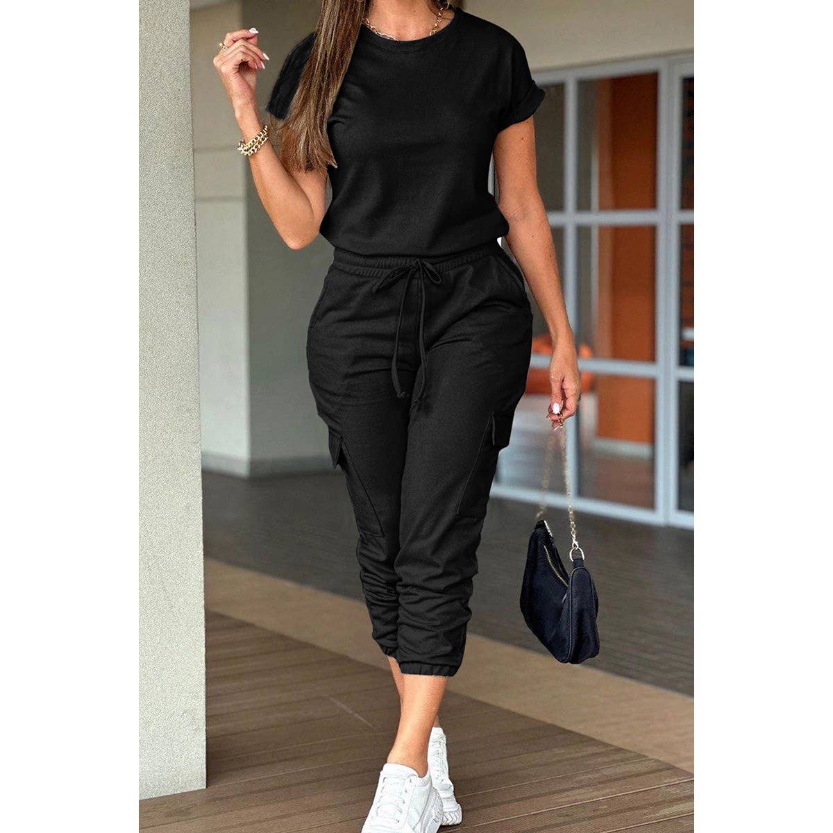 Casual Days Jogger Jumpsuit in Black at Curbside Boutique