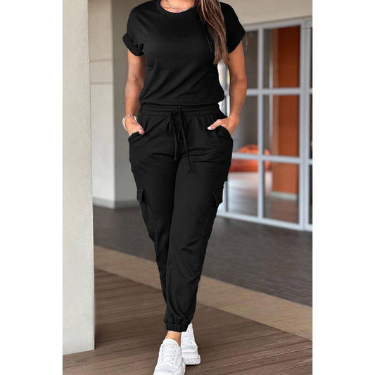 Casual Days Jogger Jumpsuit in Black at Curbside Boutique