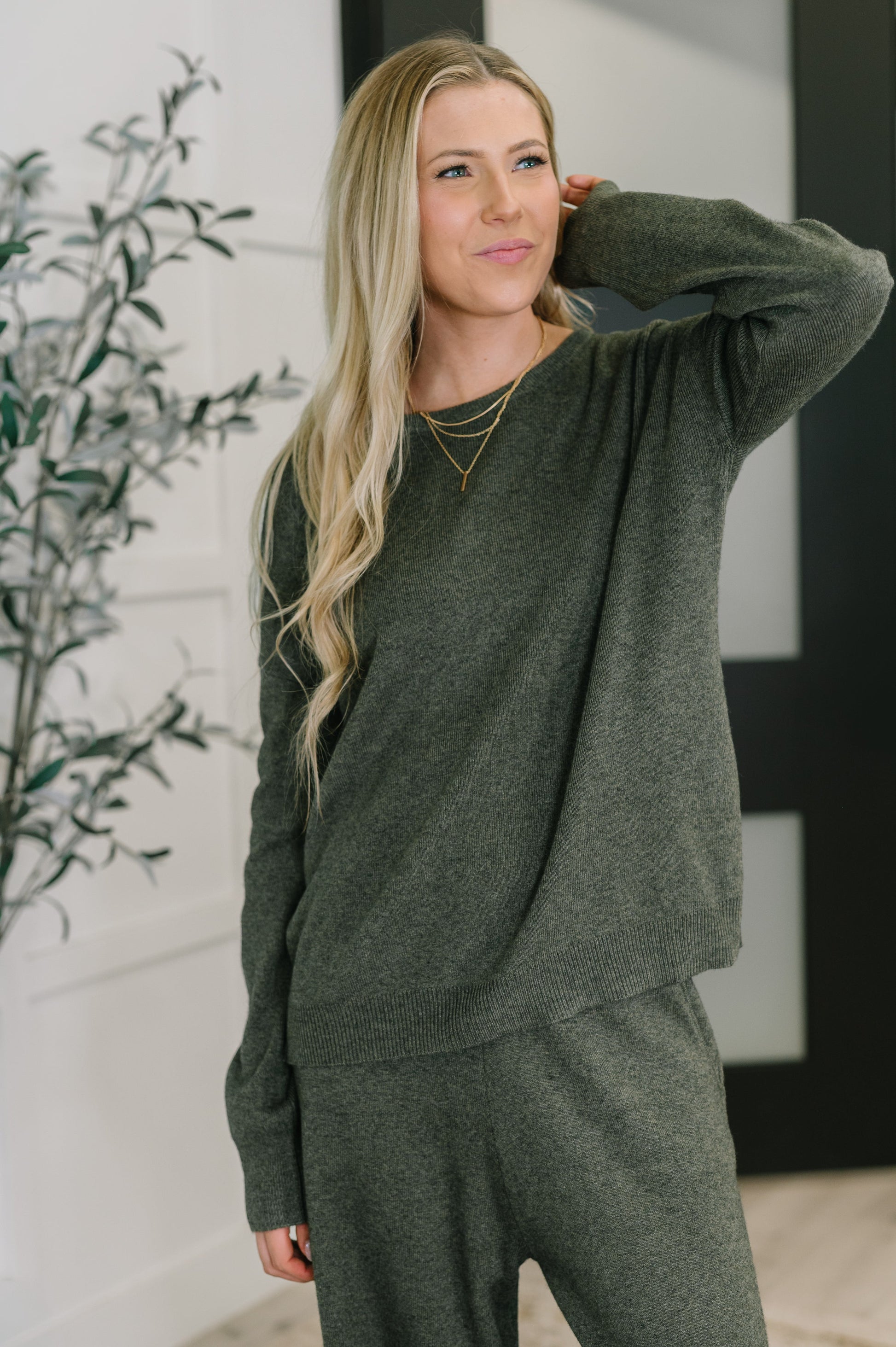 Clove Sweater in Moss at Curbside Boutique