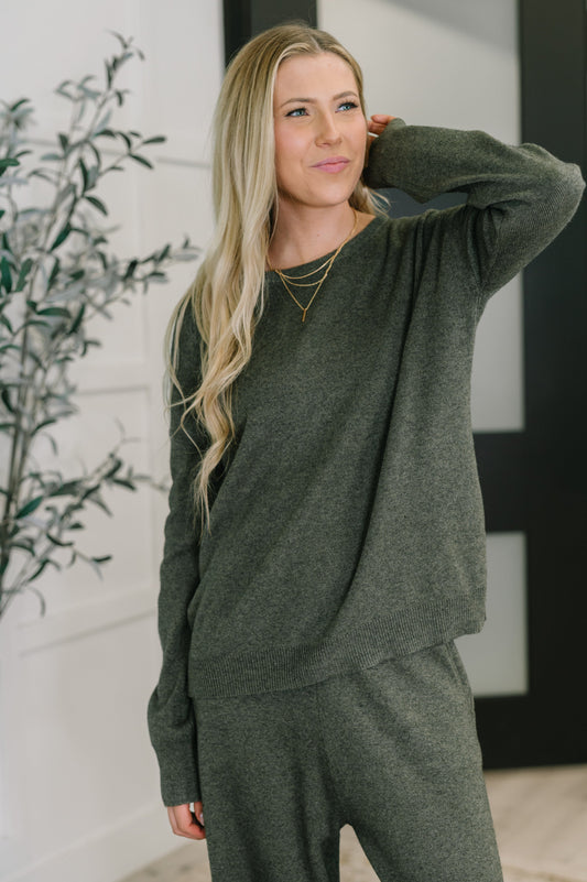 Clove Sweater in Moss at Curbside Boutique