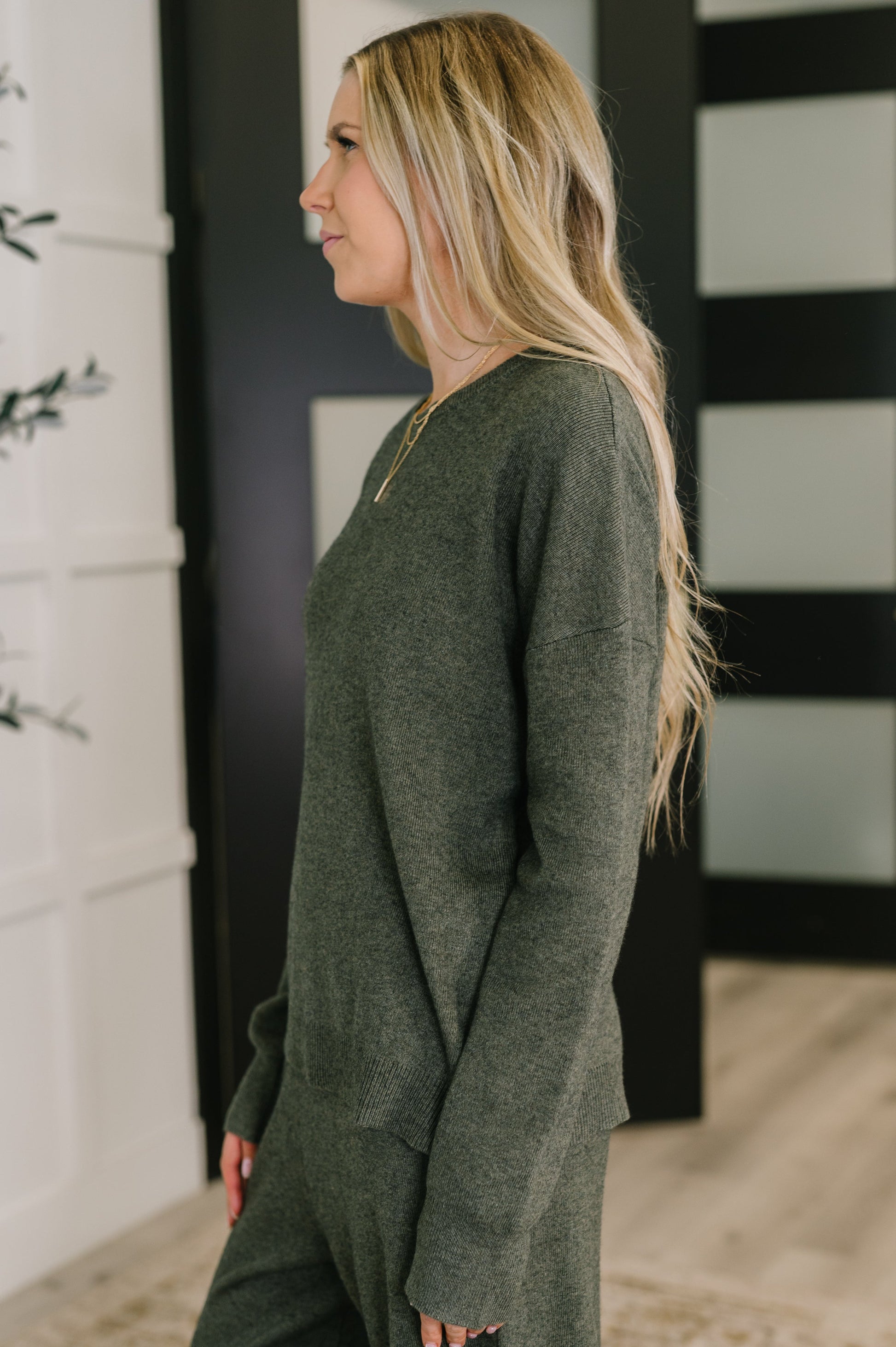 Clove Sweater in Moss at Curbside Boutique