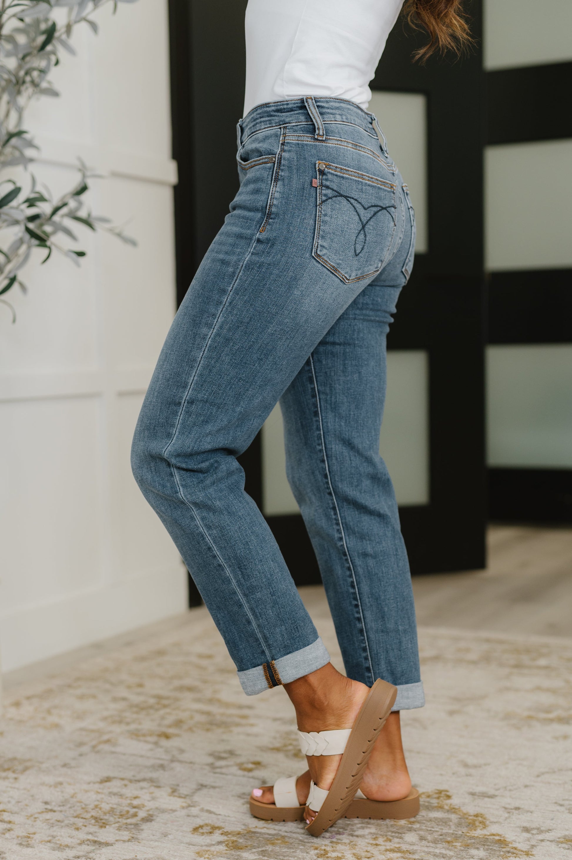Colette Mid Rise Boyfriend Classic Cuffed at Curbside Boutique
