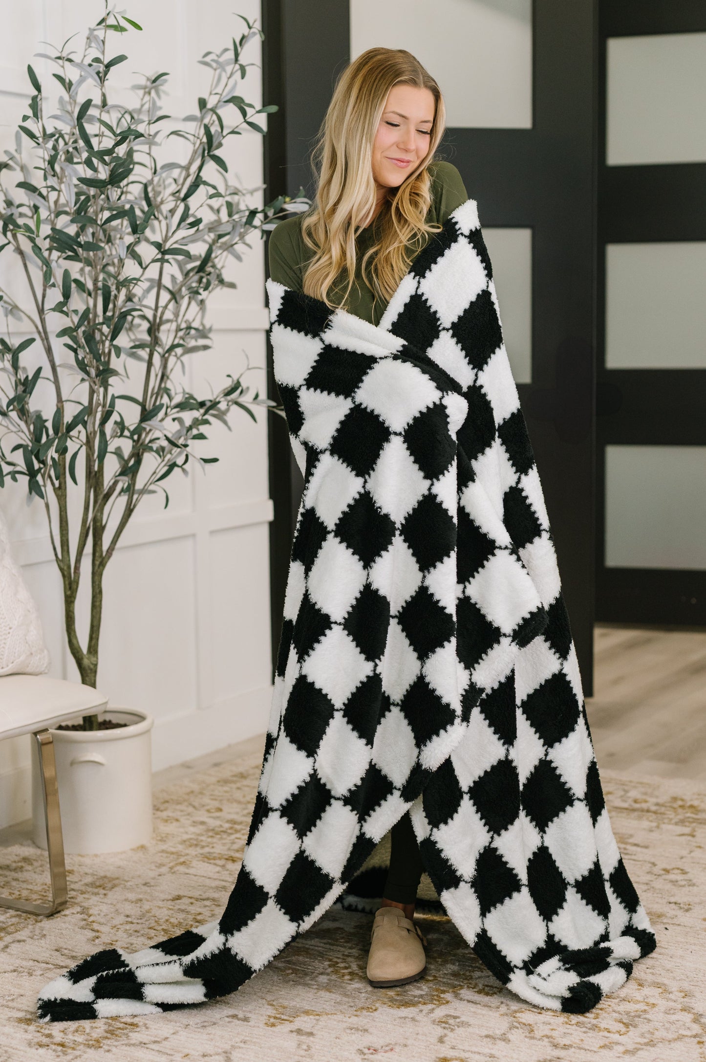 Cookies & Cream Checks Blanket at Curbside Boutique