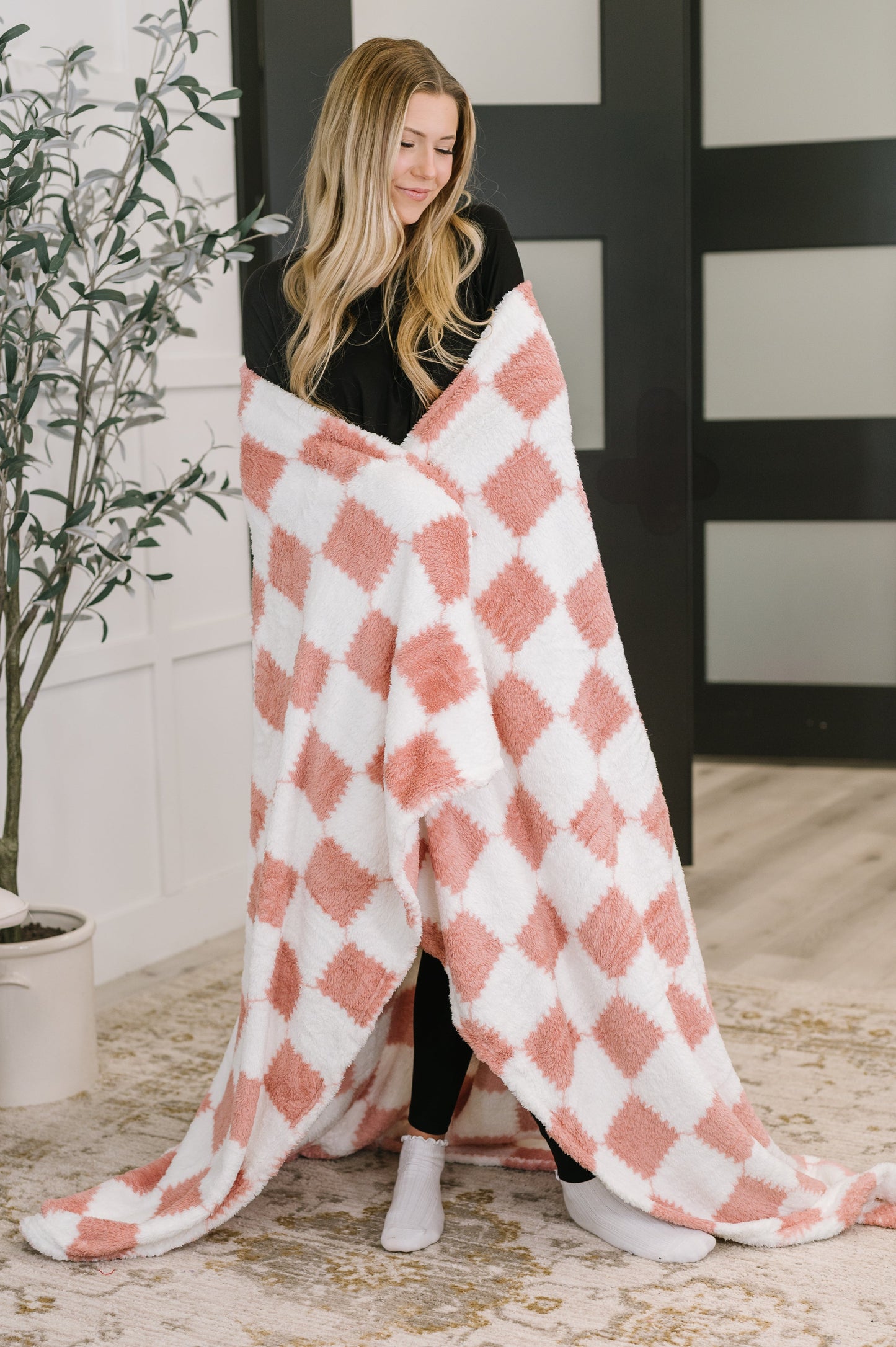 Cotton Candy Checks Blanket at Curbside Boutique
