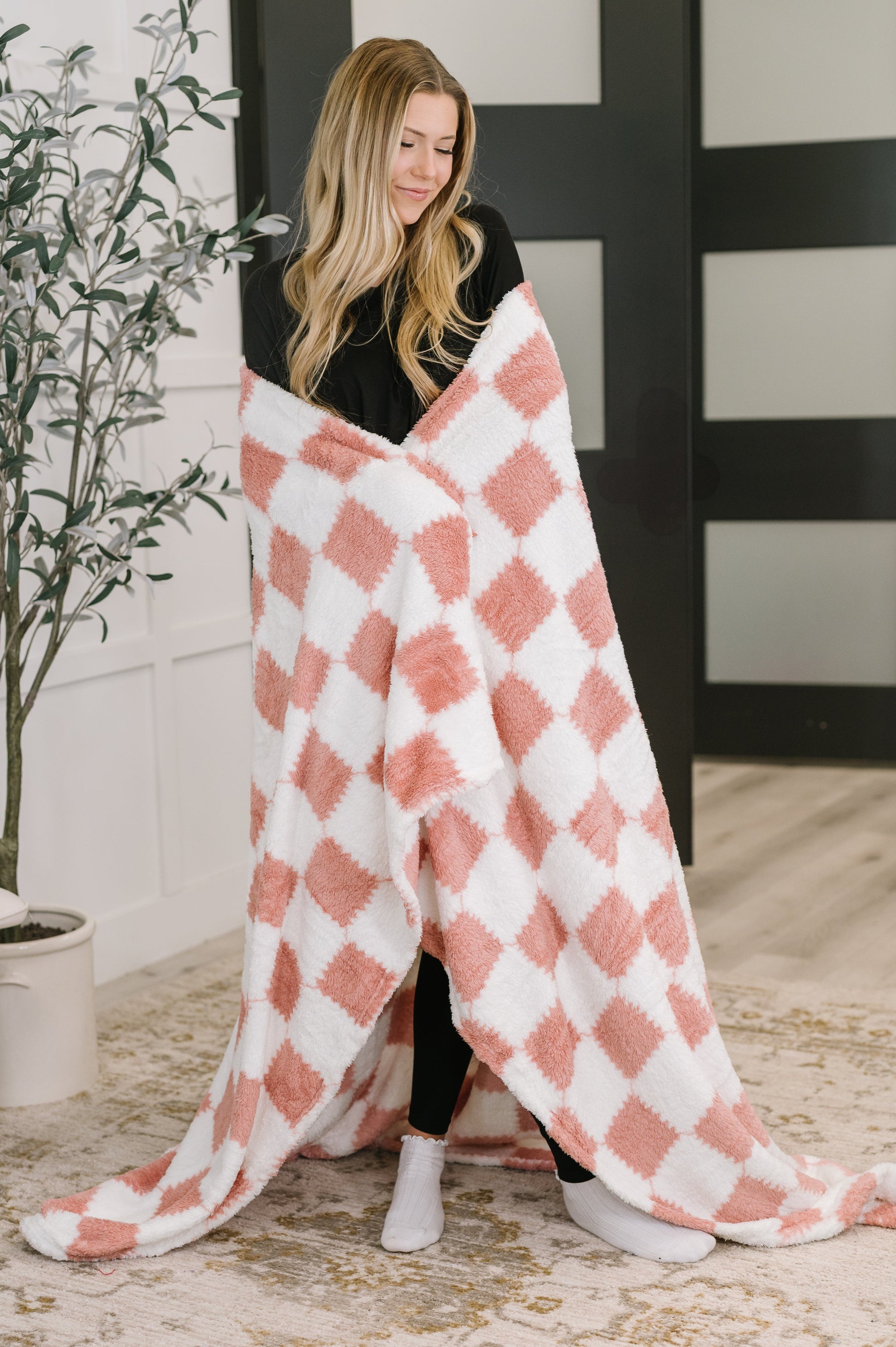 Cotton Candy Checks Blanket at Curbside Boutique