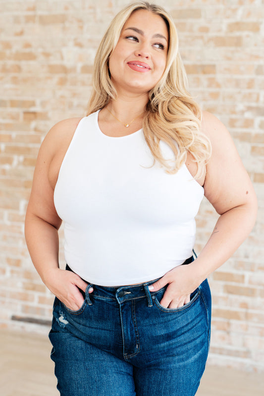 Cream of the Crop Rib Knit Tank Top in White at Curbside Boutique