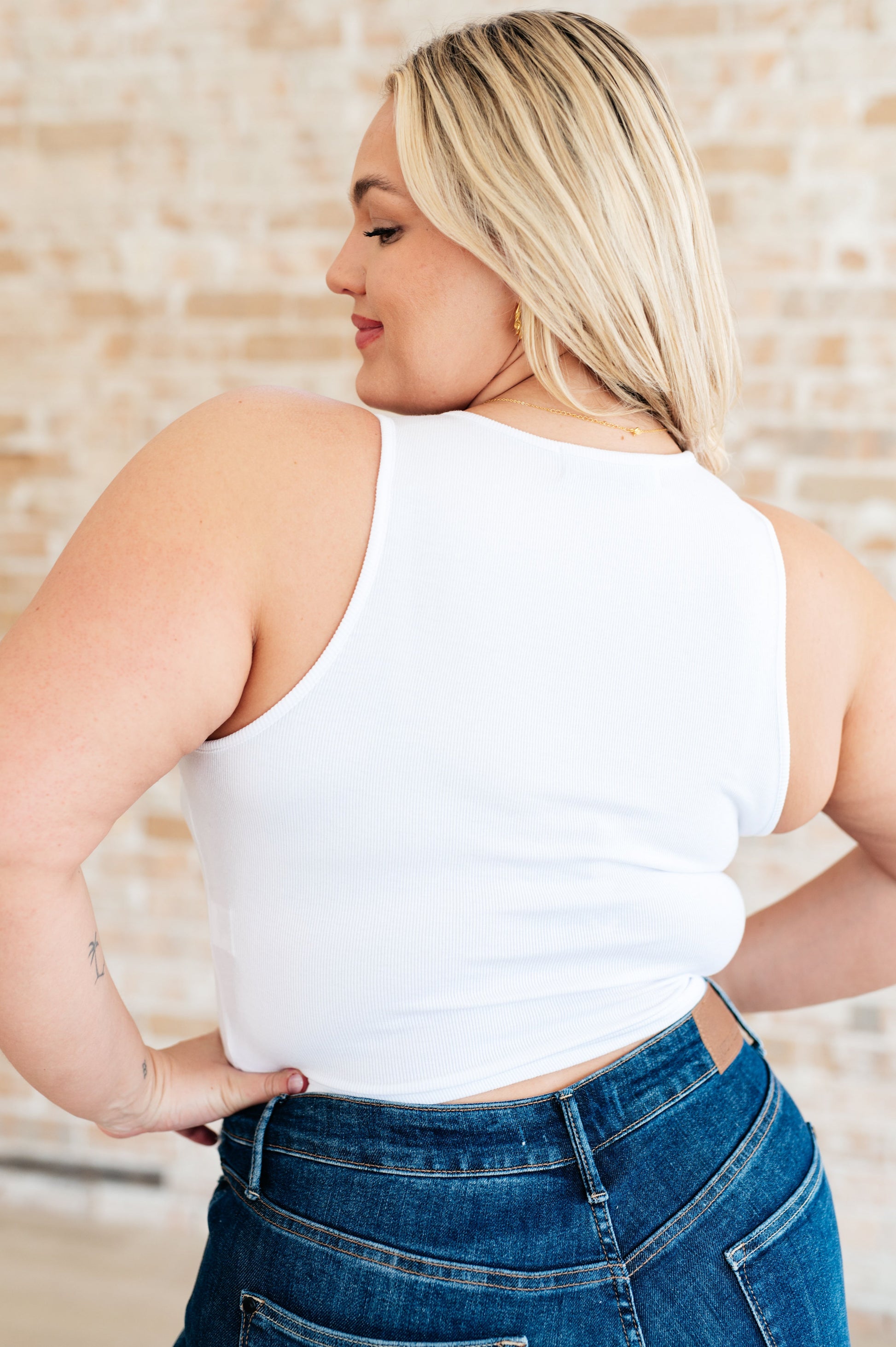 Cream of the Crop Rib Knit Tank Top in White at Curbside Boutique