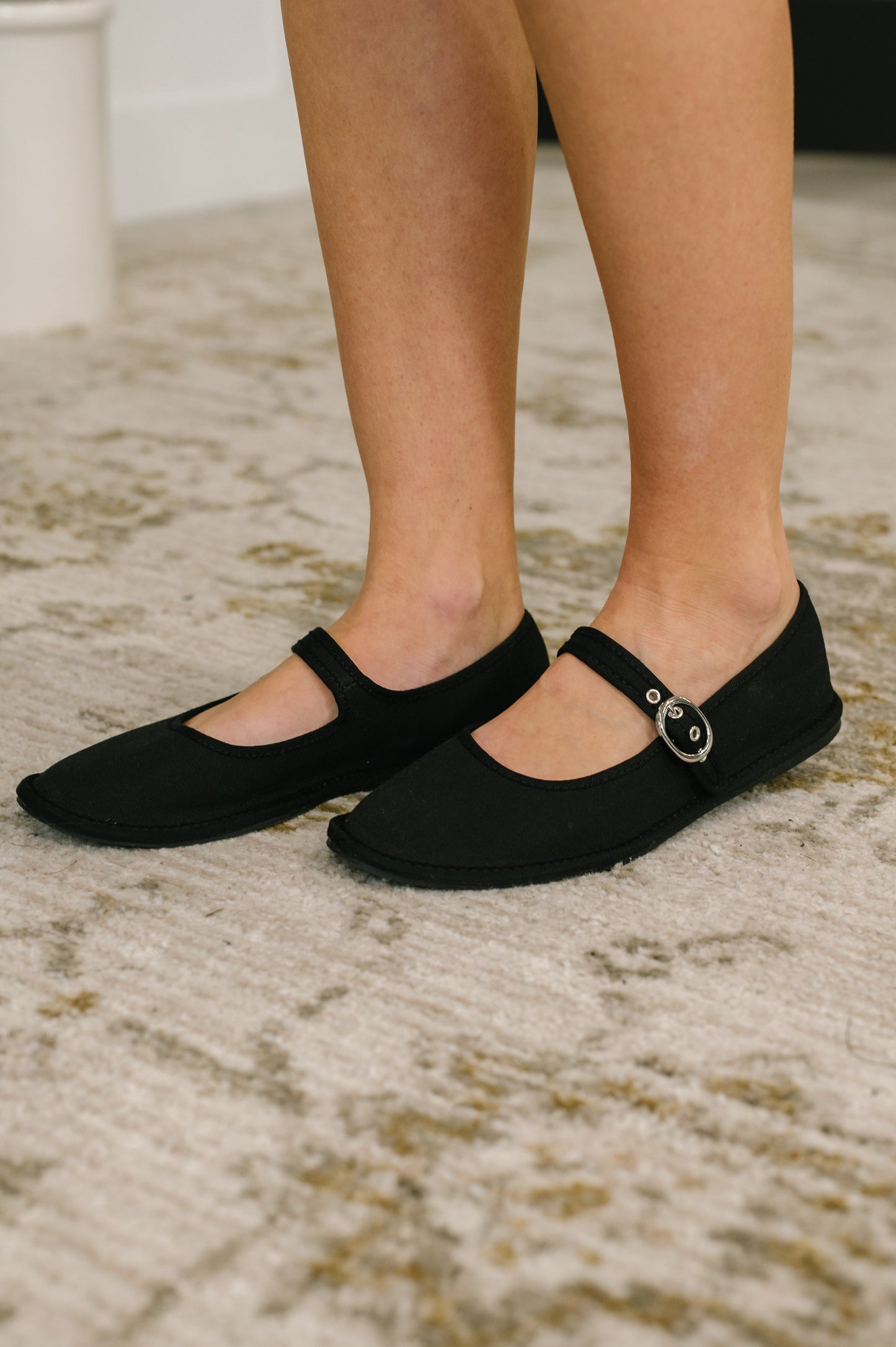 Fleta Buckle Flats in Black at Curbside Boutique