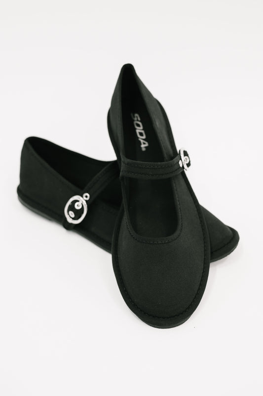 Fleta Buckle Flats in Black at Curbside Boutique