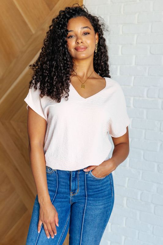 Blush V-Neck t-shirt in Blush at Curbside Boutique