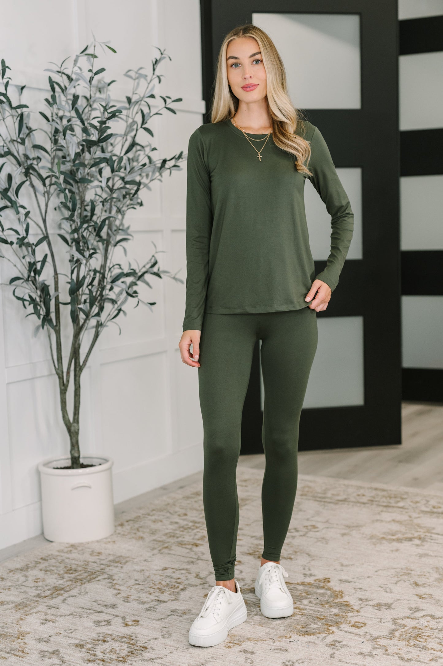 Get Me Cozy Set in Dark Olive at Curbside Boutique