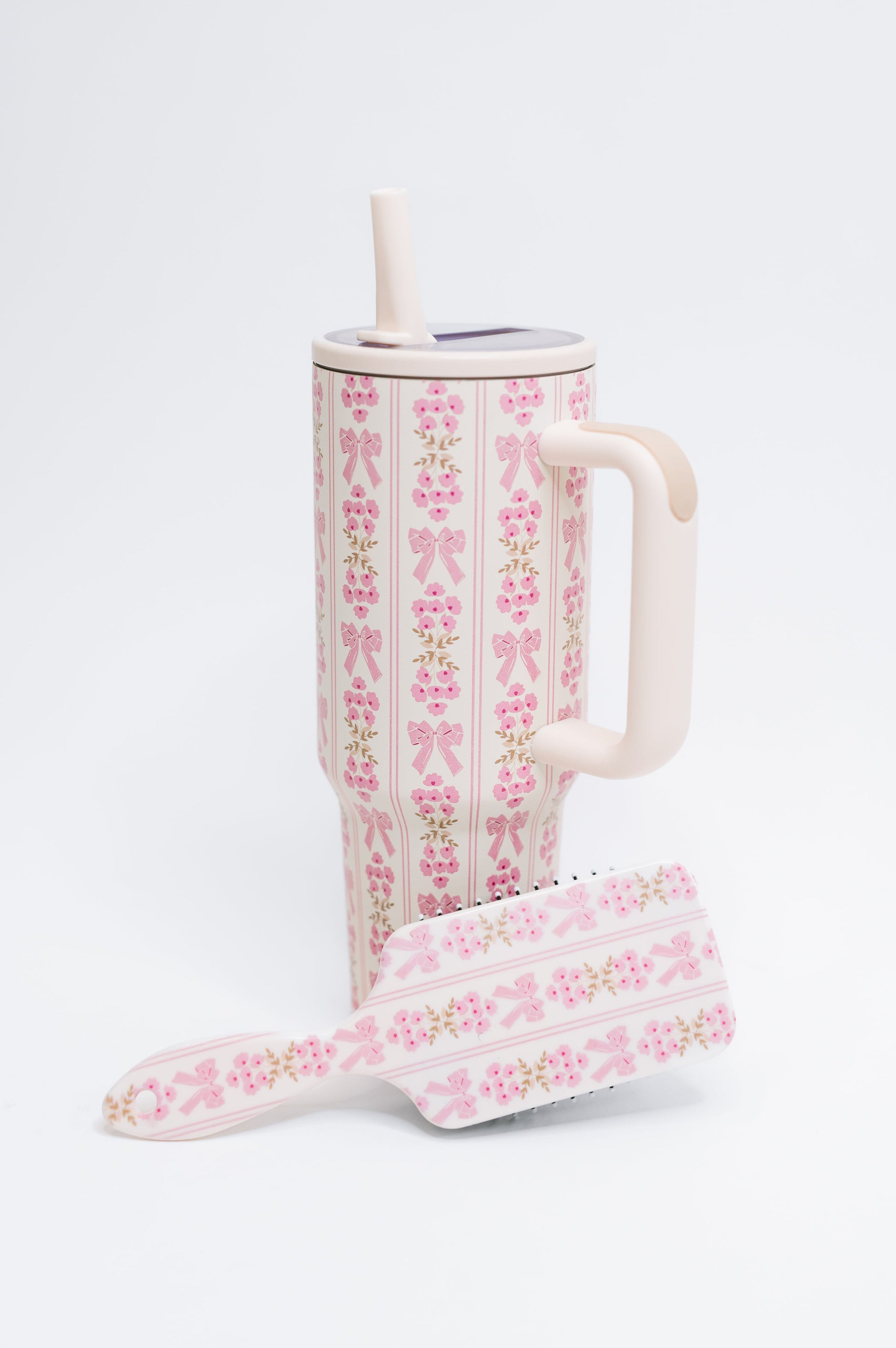 Girly Girl Bow and Floral Tumbler at Curbside Boutique