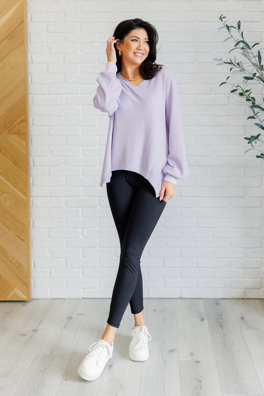 Good Things Are Coming V-Neck Top in Lavender at Curbside Boutique