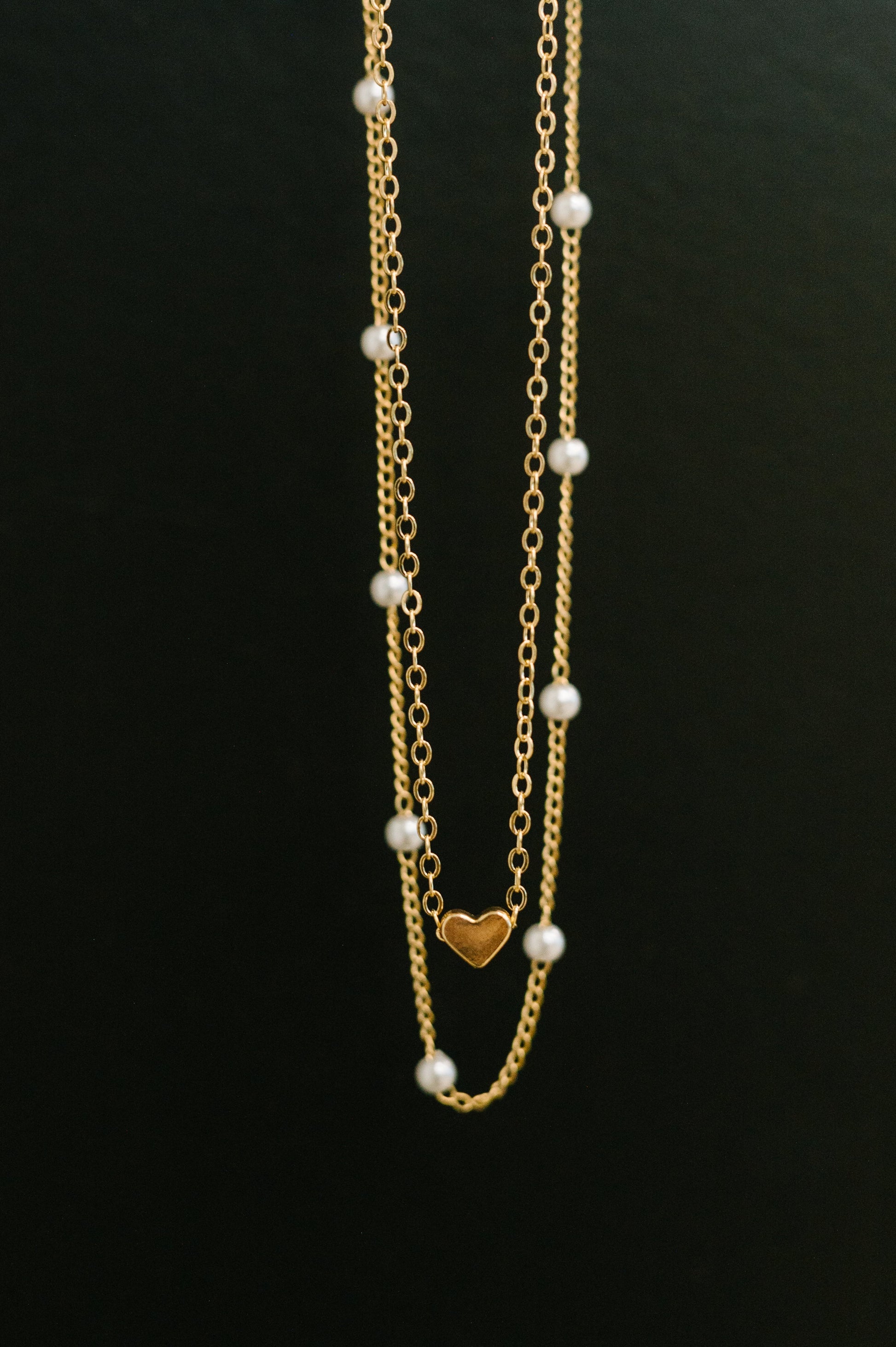 Heart of Gold Pendant Necklace Layered Set in Gold at Curbside Boutique