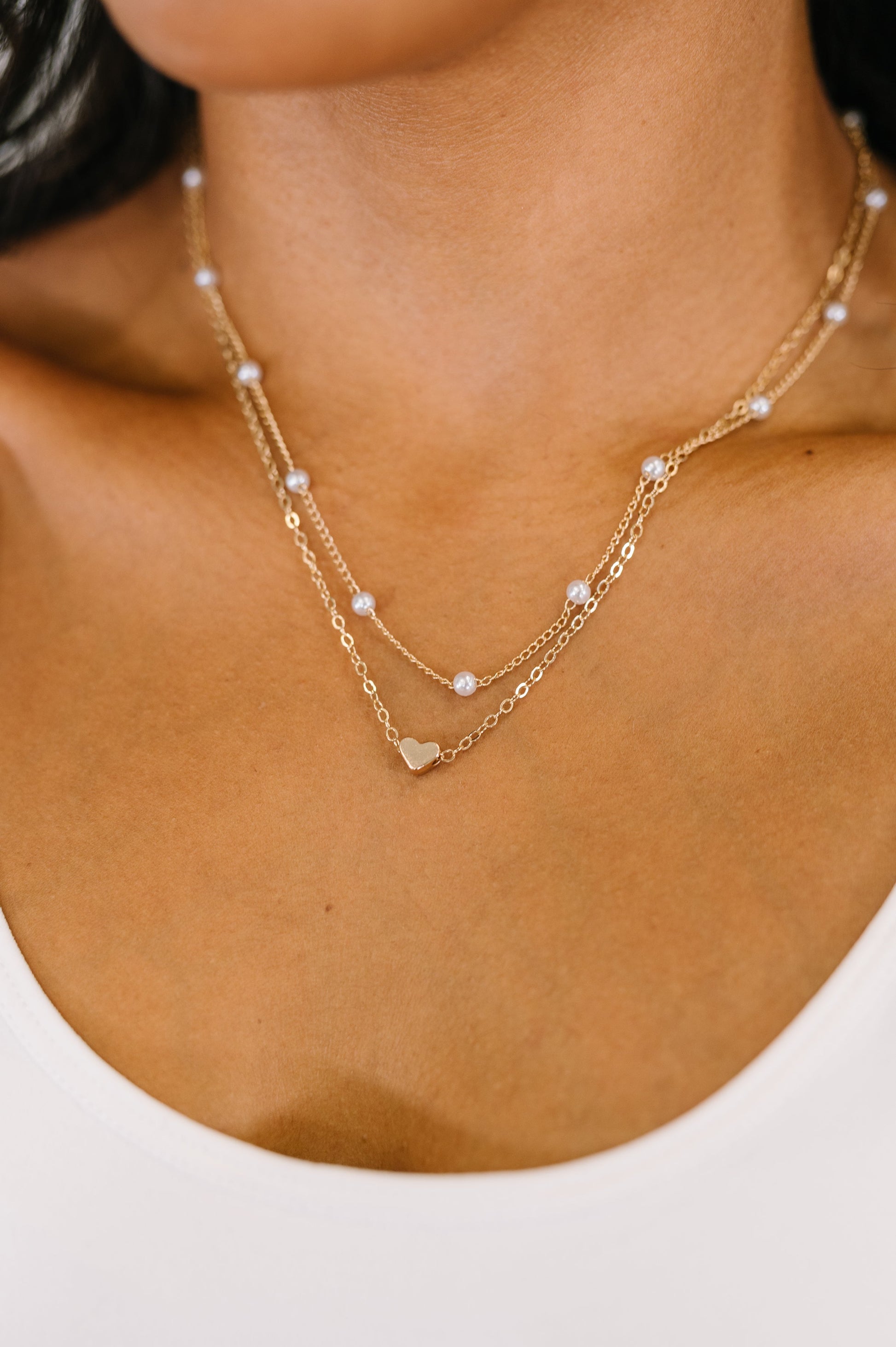 Heart of Gold Pendant Necklace Layered Set in Gold at Curbside Boutique