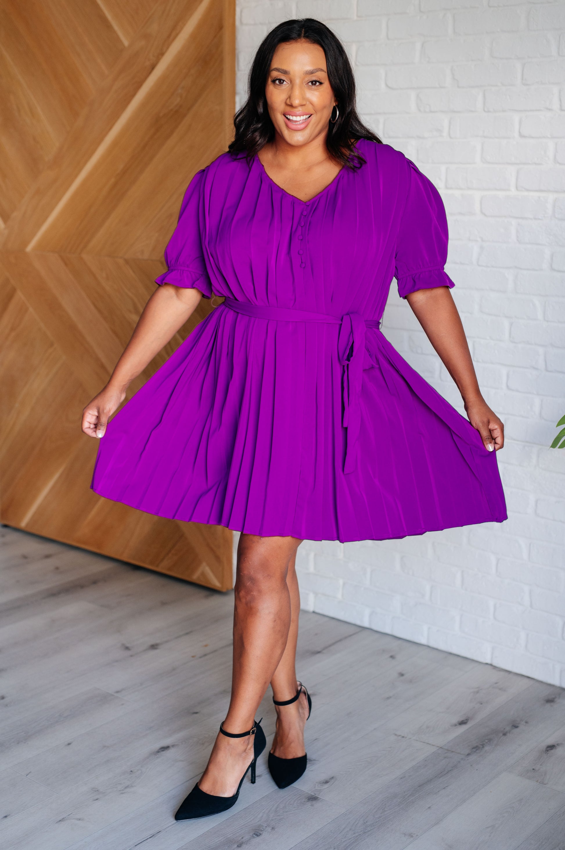 Hold And Squeeze Me Pleated Dress at Curbside Boutique