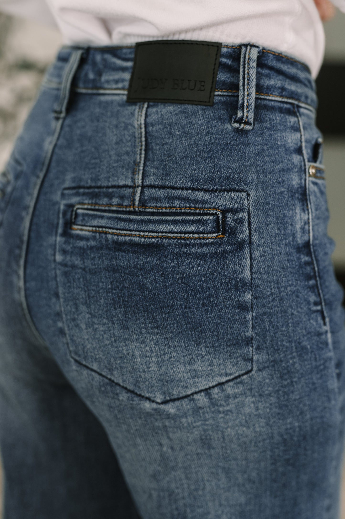 Karla High Waist Column Straight Button-Fly & Back Welt Pockets