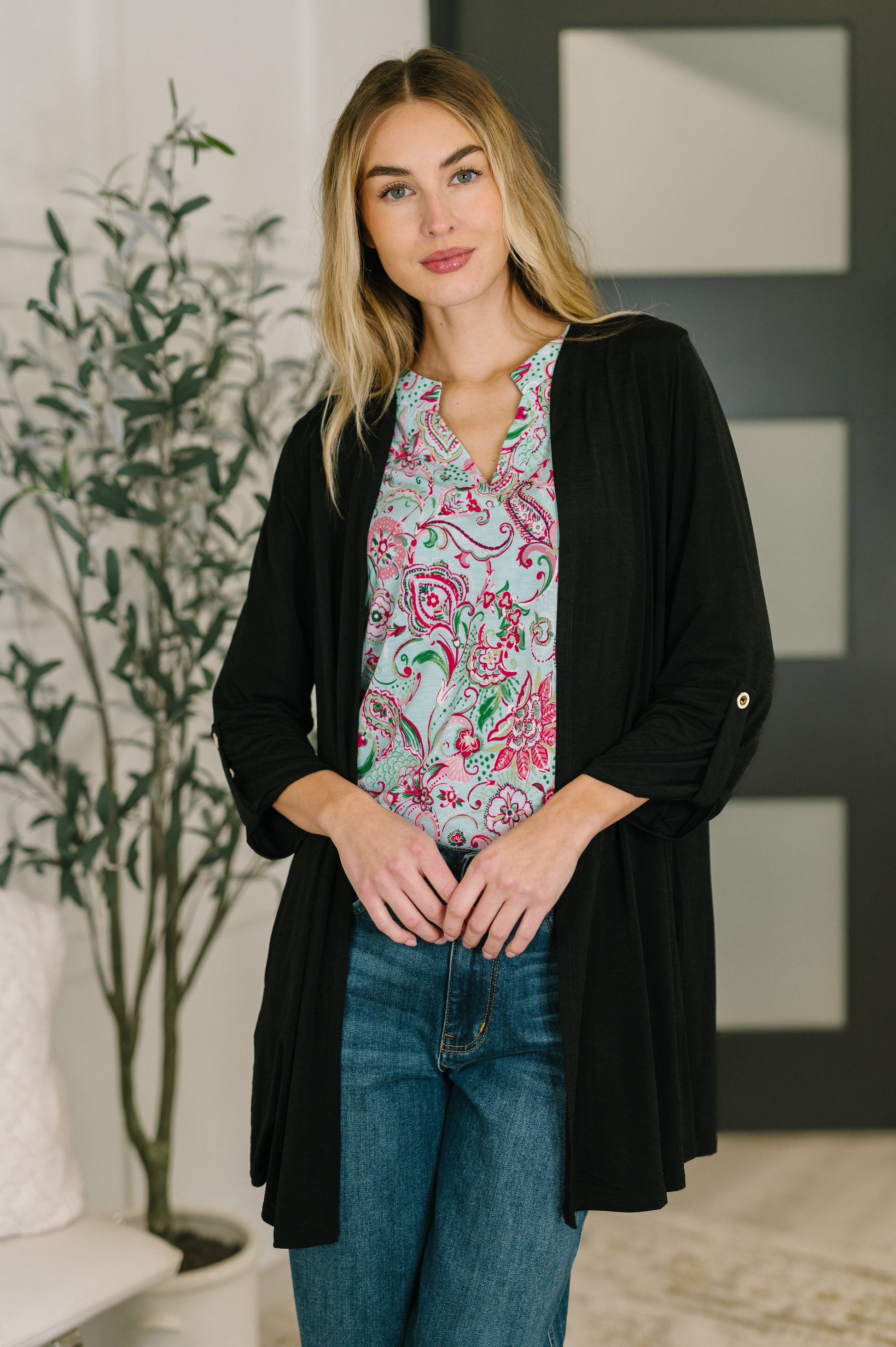Lizzy Cardigan in Black at Curbside Boutique