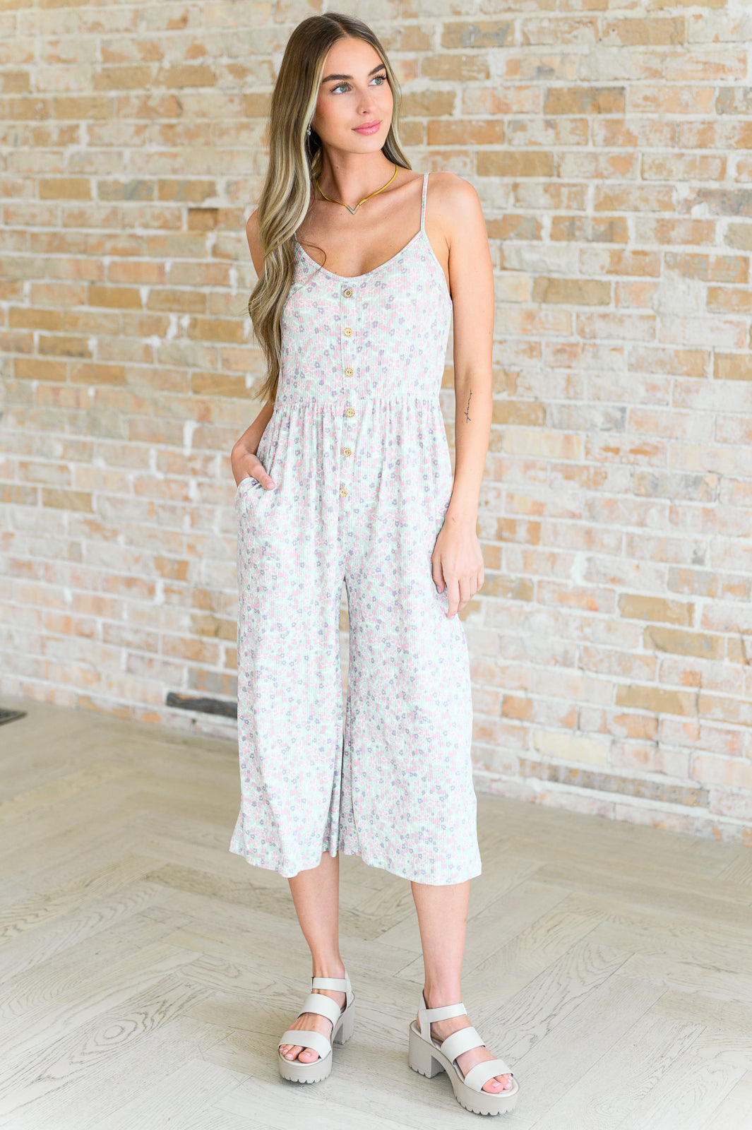 Lucky In Love Floral Jumpsuit at Curbside Boutique