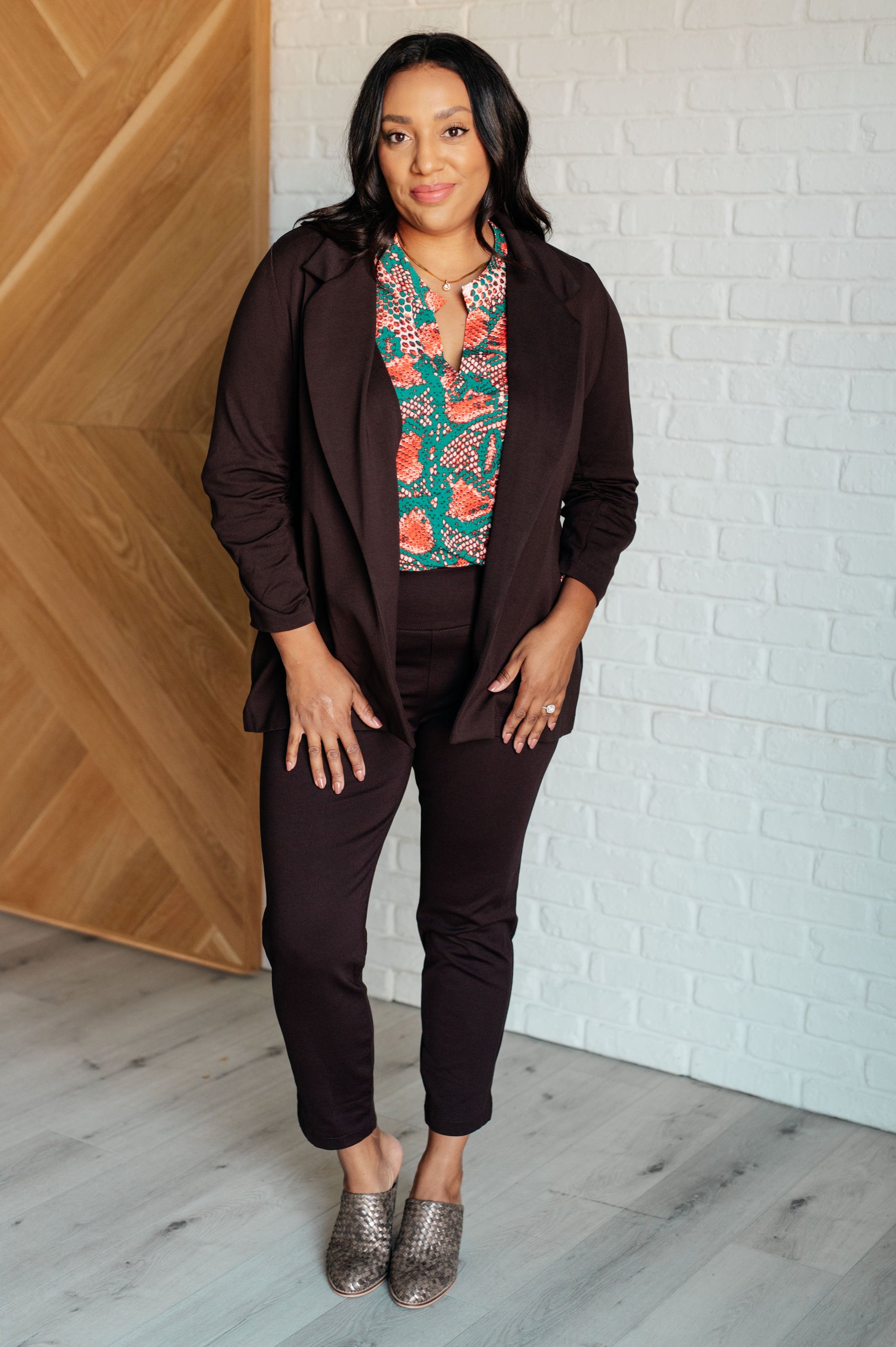Magic 3/4 Blazer in Chocolate at Curbside Boutique
