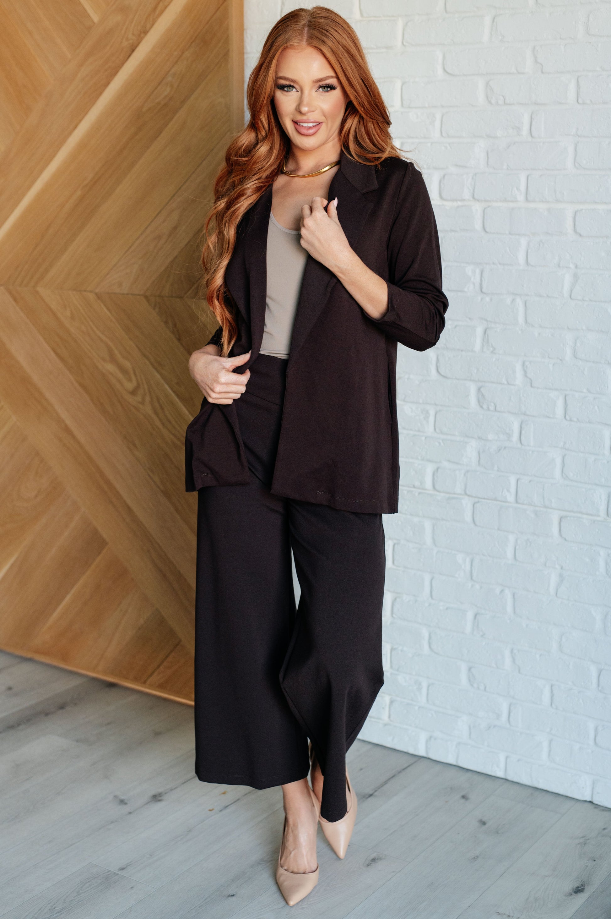 Magic Wide Leg Crop Pants in Chocolate at Curbside Boutique