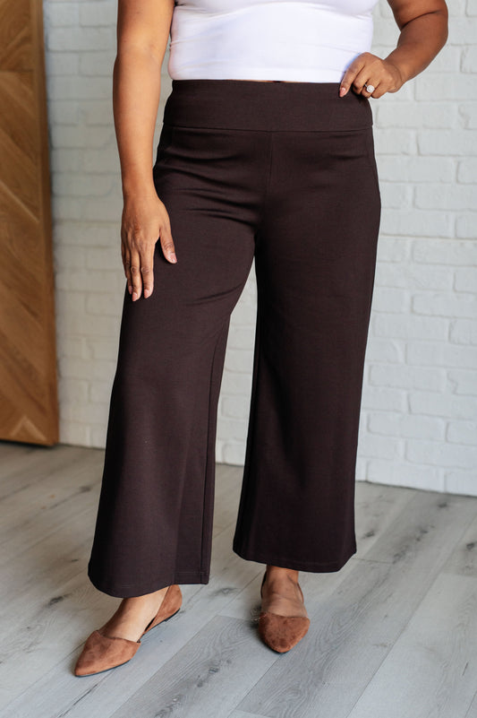 Magic Wide Leg Crop Pants in Chocolate at Curbside Boutique