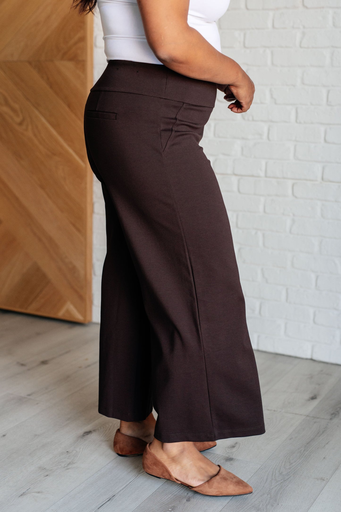 Magic Wide Leg Crop Pants in Chocolate at Curbside Boutique