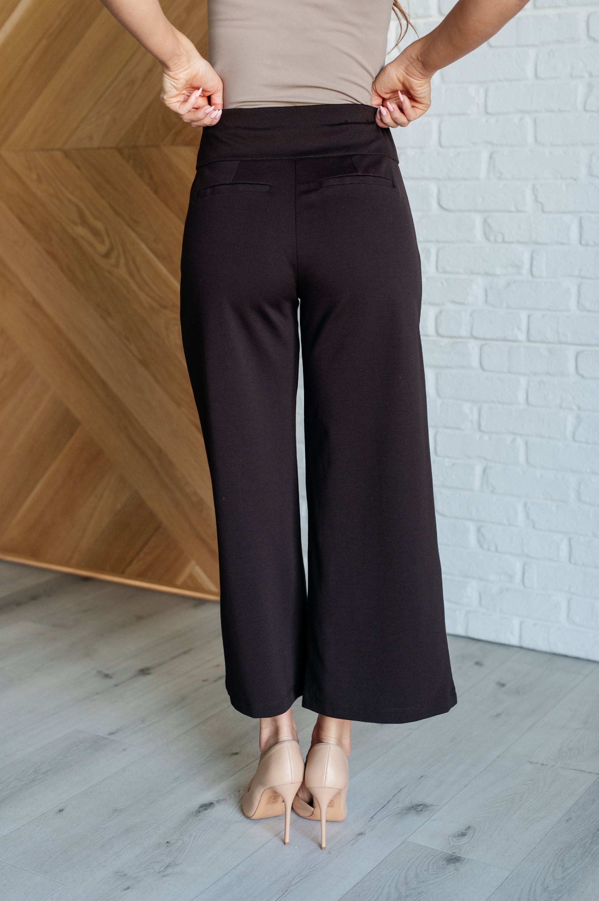 Magic Wide Leg Crop Pants in Chocolate at Curbside Boutique