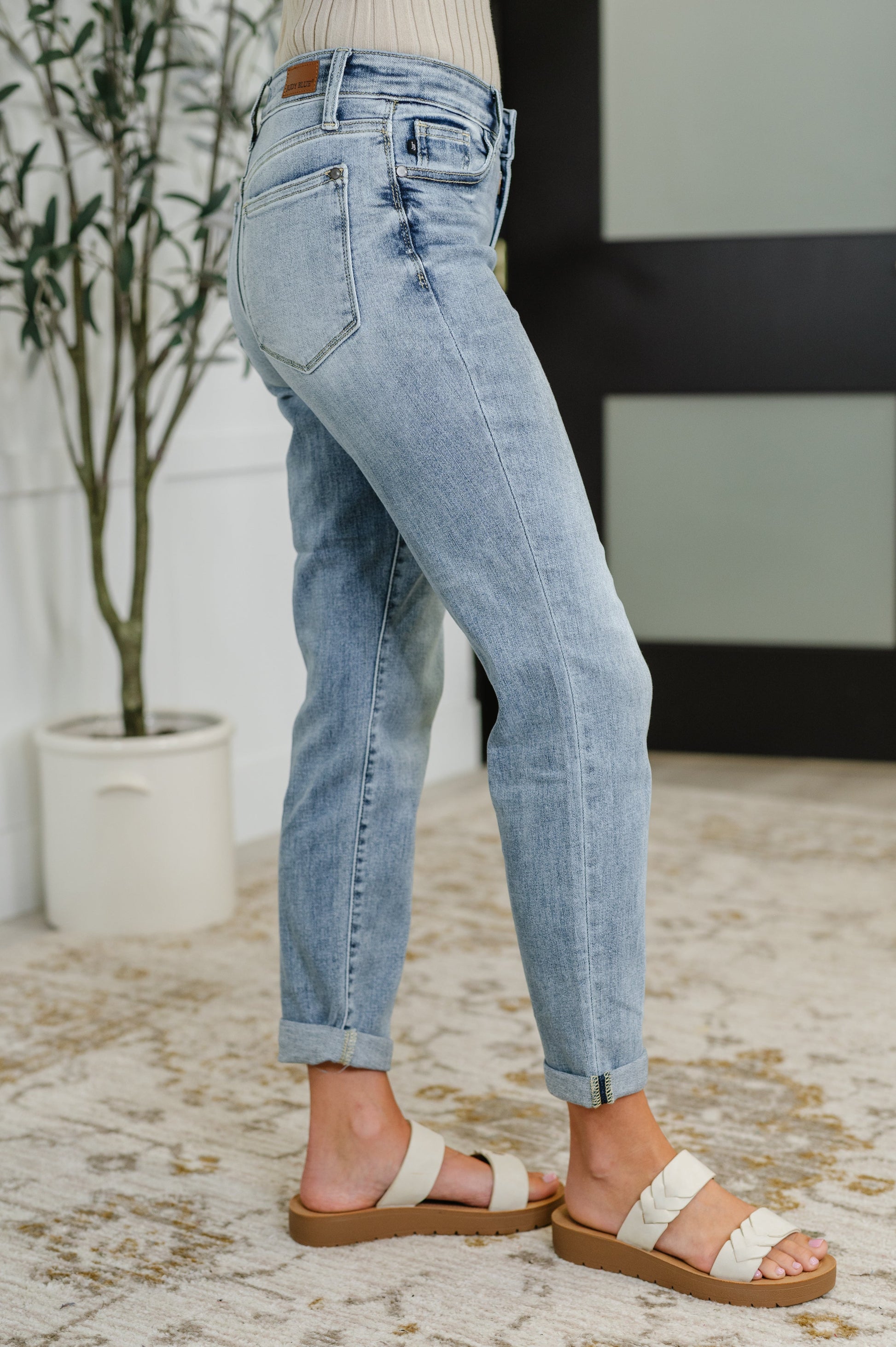 Mallory Mid Rise Bleach Wash Boyfriend Jeans at Curbside Boutique