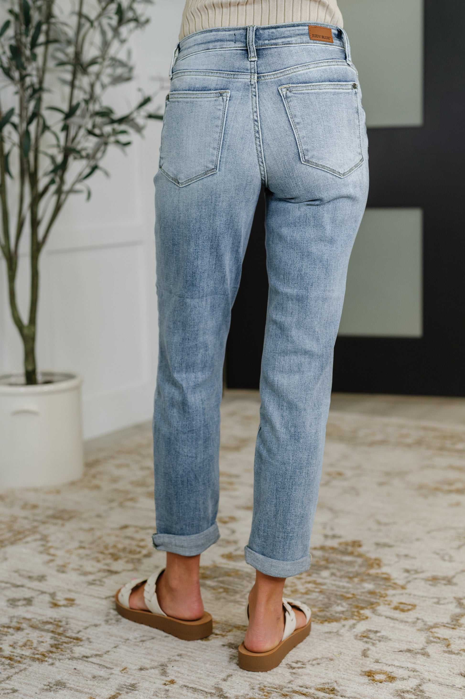 Mallory Mid Rise Bleach Wash Boyfriend Jeans at Curbside Boutique