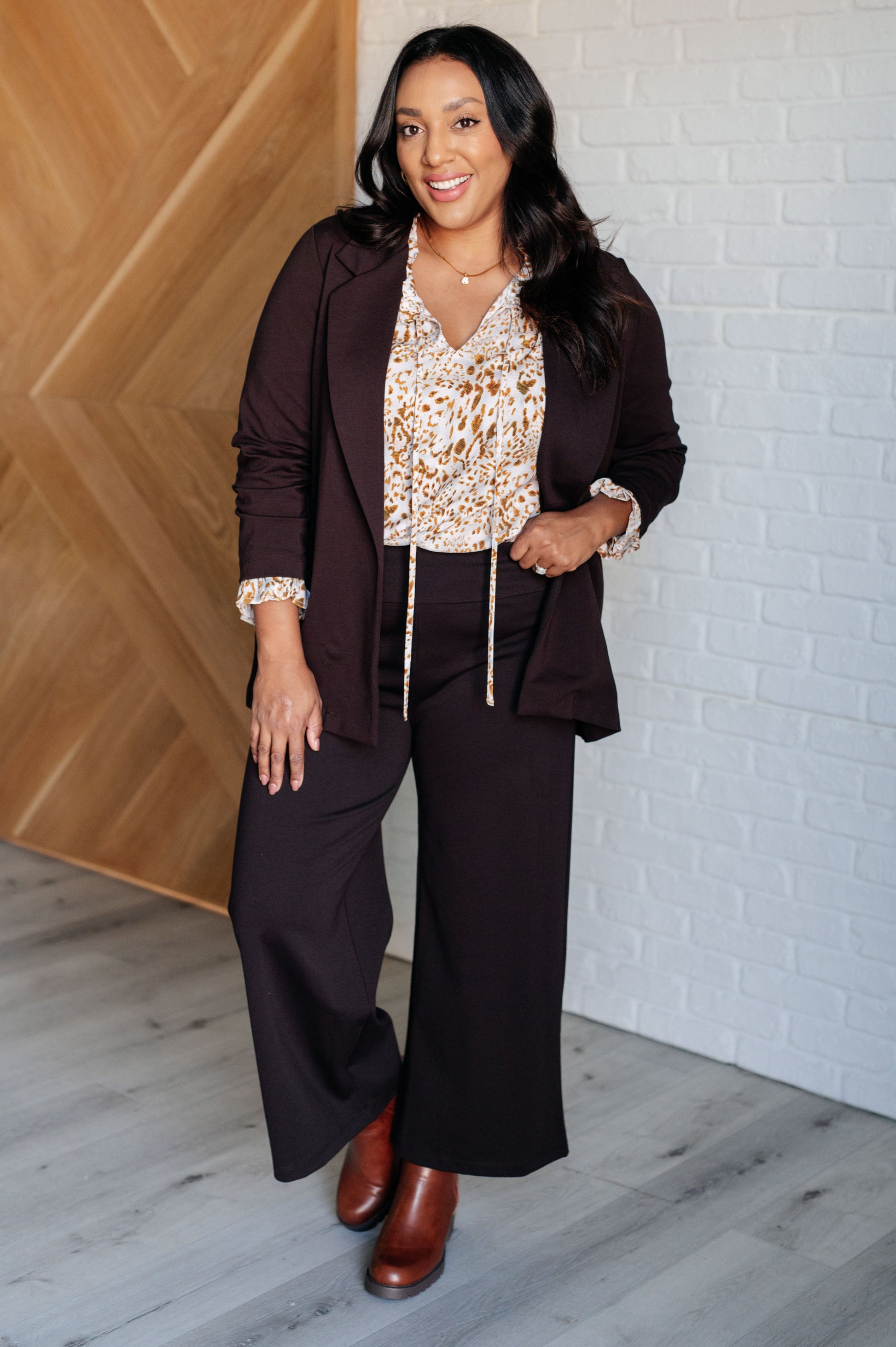 Magic Wide Leg Crop Pants in Chocolate at Curbside Boutique