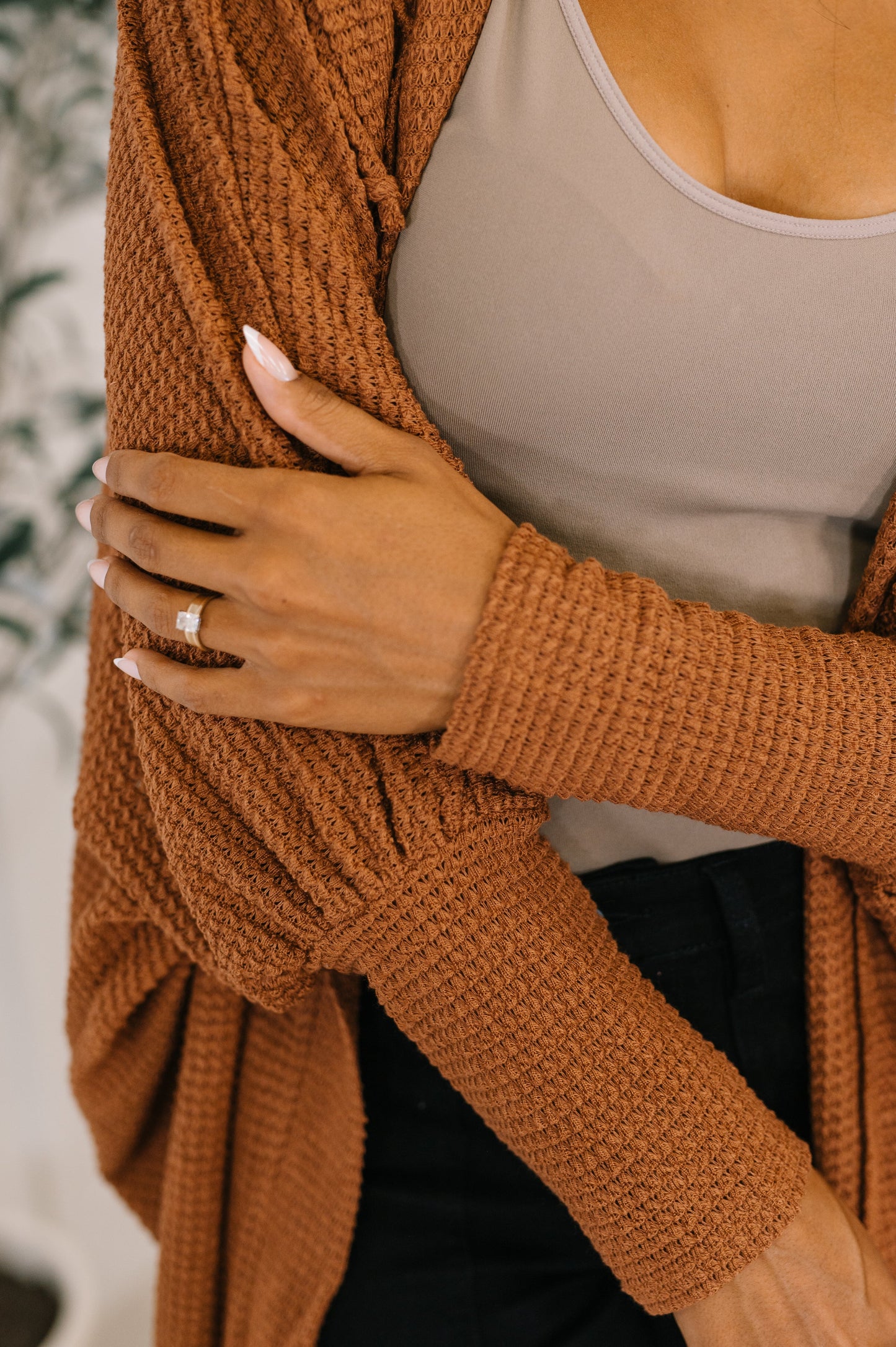 Pamper Travel Hooded Cardigan in Chestnut at Curbside Boutique