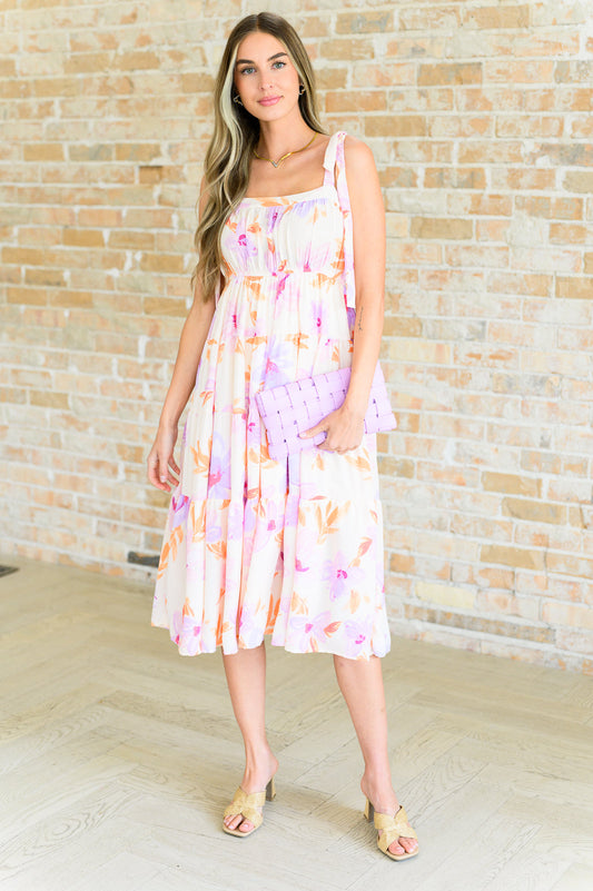 Pastel Petals Floral Midi Dress at Curbside Boutique