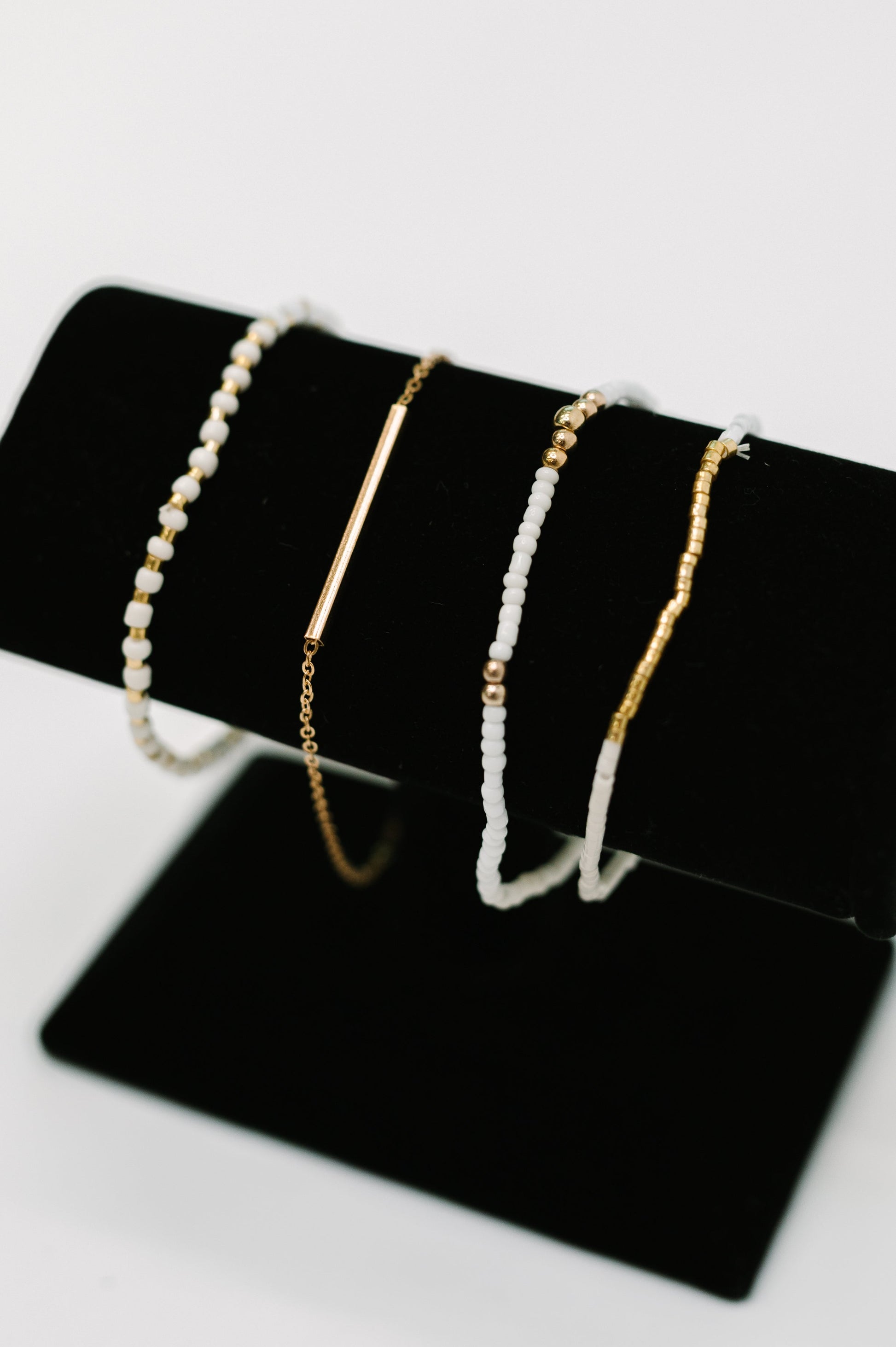 Poised & Polished Bracelet Set in White and Gold at Curbside Boutique