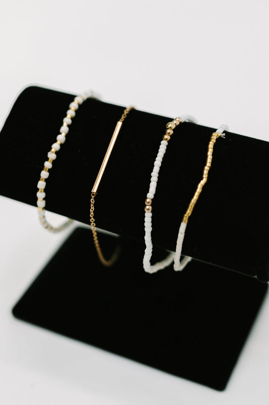 Poised & Polished Bracelet Set in White and Gold at Curbside Boutique
