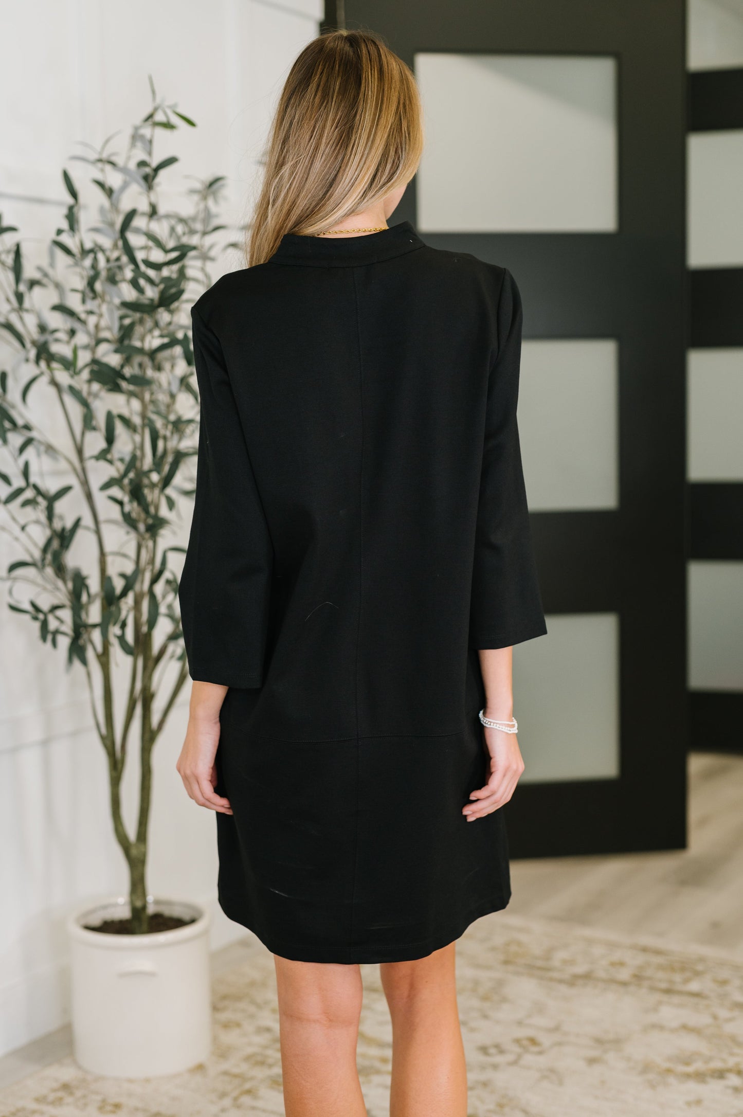 Portfolio Quarter Sleeve Dress in Black at Curbside Boutique