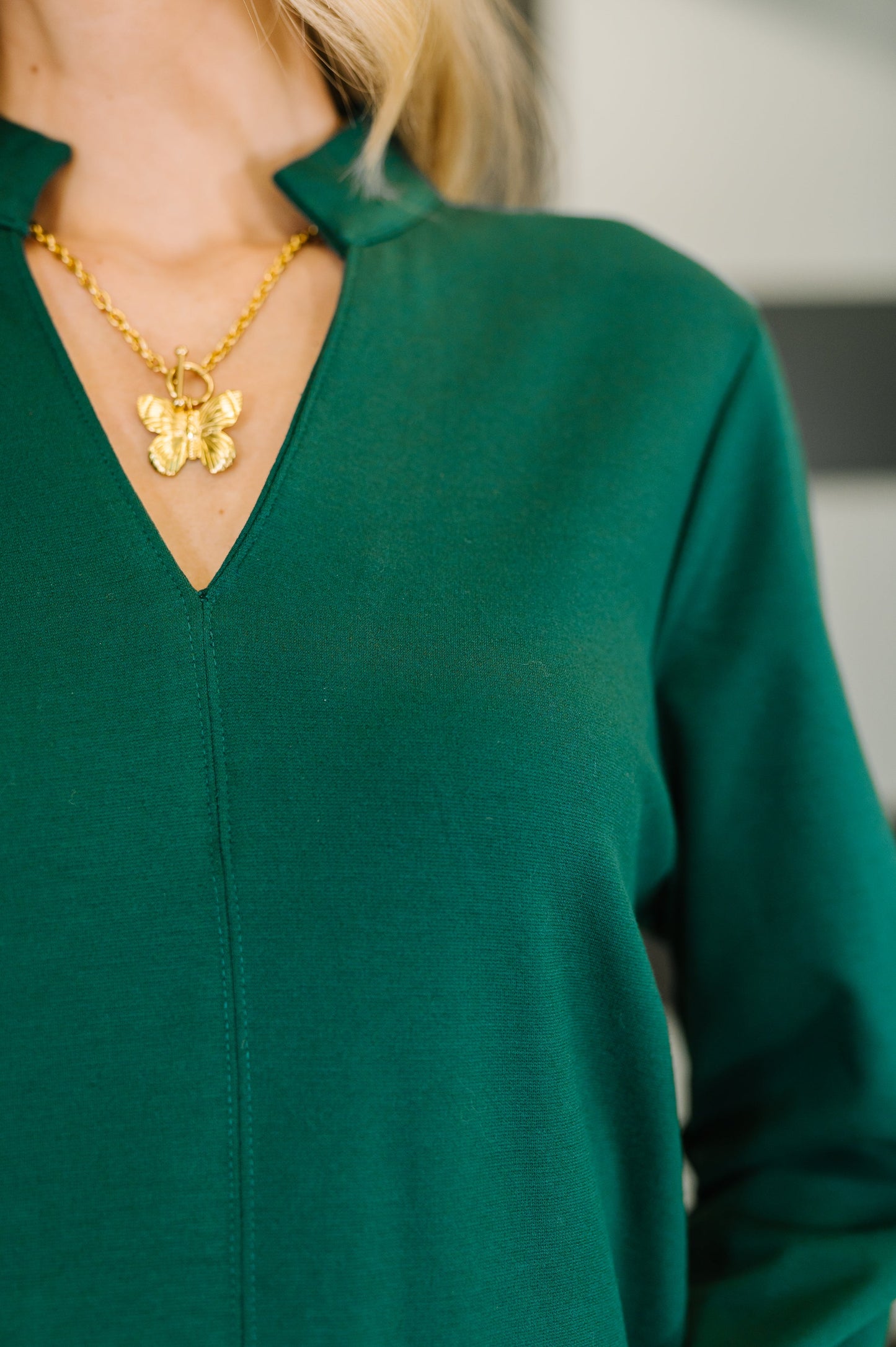 Portfolio Quarter Sleeve Dress in Hunter Green at Curbside Boutique