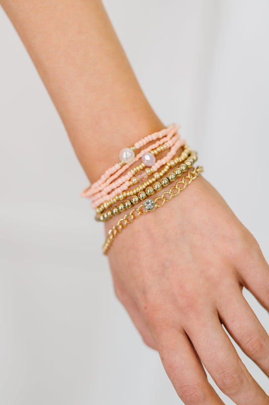 Rose & Radiance Bracelet Set in Pink and Gold at Curbside Boutique