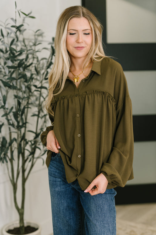 She's Got A Way Button Down Blouse at Curbside Boutique