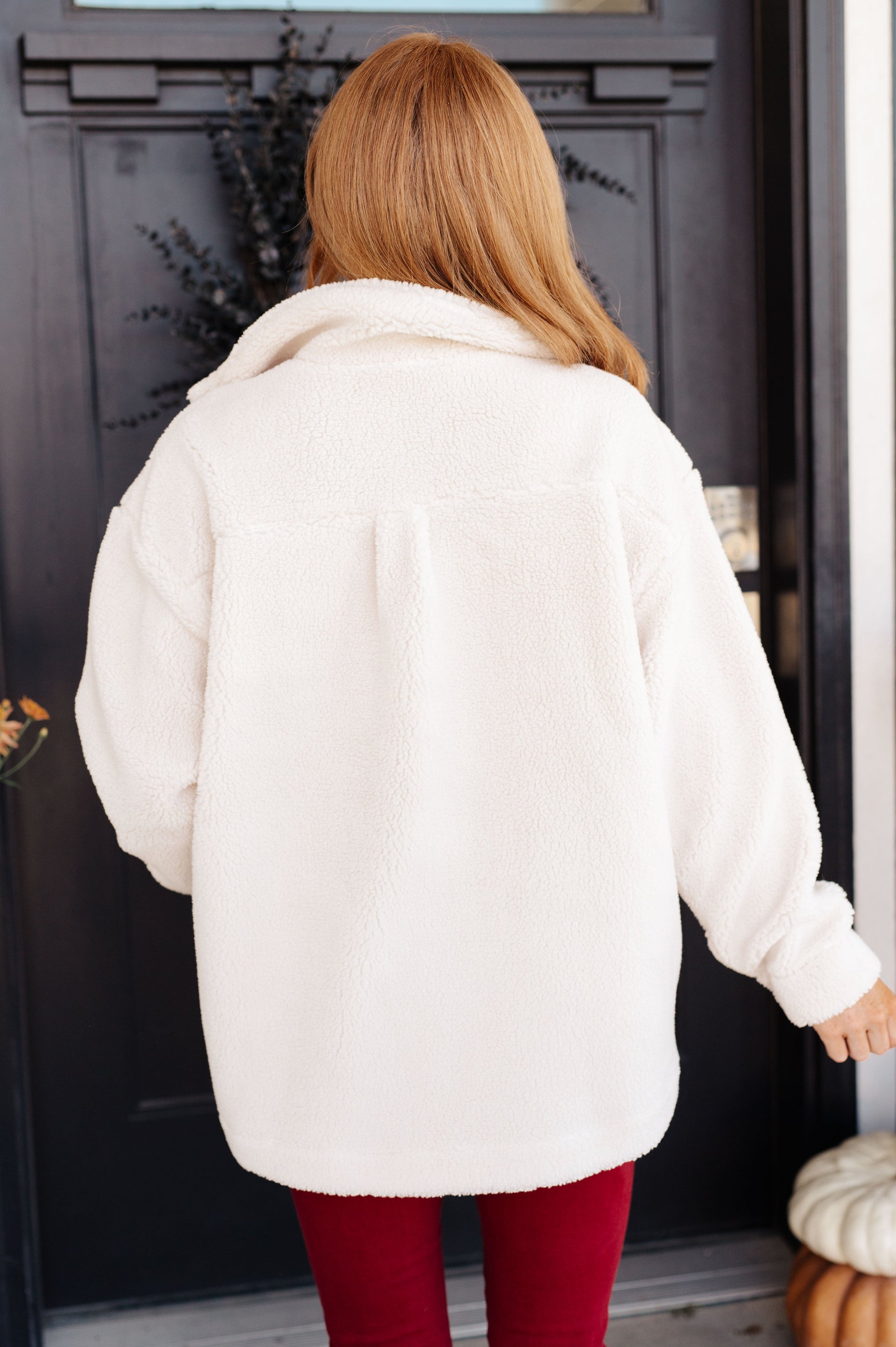 Shrouded in Sherpa Coat in White at Curbside Boutique